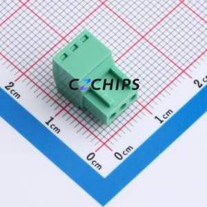 MX2EDGK-2.54-03P-GN01-Cu-Y-A Plug-in Terminal Block P=2.54mm Connector Male Plug 2.54mm Green 3P - Product Image 2