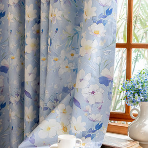 <span class=keywords><strong>Tende</strong></span> americane con stampa floreale in poliestere effetto acquerello azzurro chiaro per soggiorno, camera da letto e decorazioni per la casa - Product Image 5