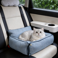 Coussin pour chat en peluche lavable à motif chevron en chenille, orthopédique, antidérapant, pour l'intérieur de la voiture, multifonctionnel, nid pour animaux de compagnie, maison pour animaux de compagnie chaude pour l'hiver