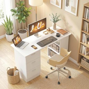 <span class=keywords><strong>Bureau</strong></span> PC Ergonomique Ajustable en <span class=keywords><strong>Bois</strong></span> Durable avec 3 Étagères <span class=keywords><strong>et</strong></span> 3 Tiroirs Réversibles – <span class=keywords><strong>Bureau</strong></span> de Gaming Professionnel pour PC - Product Image 1