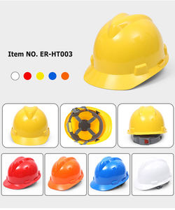 قبعة سوداء وصفراء وأحمر وأزرق وبيضاء وبرتقالي مستديرة من مادة البولي إيثيلين وقبعة صلبة من البلاستيك والبناء من مادة البولي إيثيلين - Product Image 4