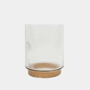 Luxury Unique Customize Glass Vase Candle Holder Decorative Gifts Tealight Candle Holder with Wood Bottom