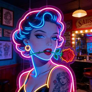 Décoration murale d'entreprise, <span class=keywords><strong>logo</strong></span> de magasin personnalisé en acrylique LED, enseigne lumineuse au néon avec impression UV - Product Image 1