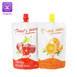 Yixing 250ml Custom Logo Printing Stand Up Juice Packaging Liquid Fruit Juice Drink Pout Pouch