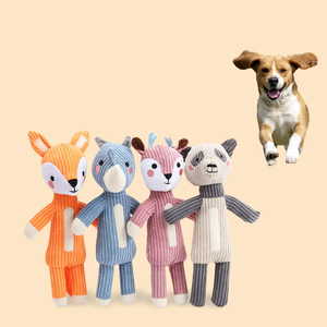 Jouet en peluche pour chien de haute qualité en forme d'animal (renard, rhinocéros, cerf) – Jouet à mâcher pour le nettoyage et le nettoyage des dents – Fournitures pour animaux de compagnie - Product Image 1