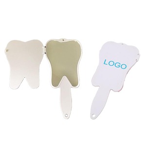 Customized Popular Gift Tooth Shape Mirror with Flip Cover Dental Clinic Promotional Gifts Handheld Mirrors