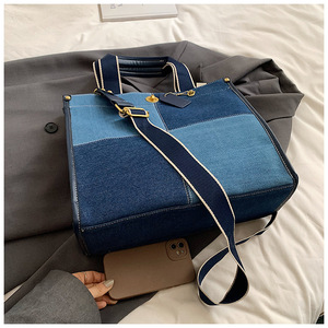 2024 moda Jean <span class=keywords><strong>bolsos</strong></span> de mano señoras <span class=keywords><strong>Patchwork</strong></span> <span class=keywords><strong>bolsos</strong></span> de gran capacidad bolso de mano de mezclilla con cremallera - Product Image 5