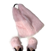 FM10 nouveau style femme luxe moelleux fourrure sac intérieur maison peluche floue fausse fourrure mongole pantoufles ensemble