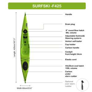 NOUVEAU <span class=keywords><strong>kayak</strong></span> de surf en plastique HDPE de 4.25m, 2 couches, 3 couches, construction dure, <span class=keywords><strong>kayak</strong></span> de mer avec CE racing surfski on <span class=keywords><strong>wave</strong></span> - Product Image 2