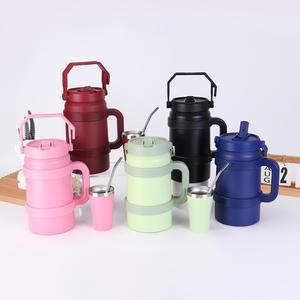 Thermos en acier inoxydable 304, classique, haute valeur esthétique, grande capacité, portable pour l'extérieur, gourde de sport avec poignée, pour boissons froides - Product Image 2