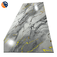 Panneau PVC effet miroir UV marbré, étanche, moderne, 1200x2400mm, pour hall d'ascenseur de bâtiment commercial et salon d'hôtel