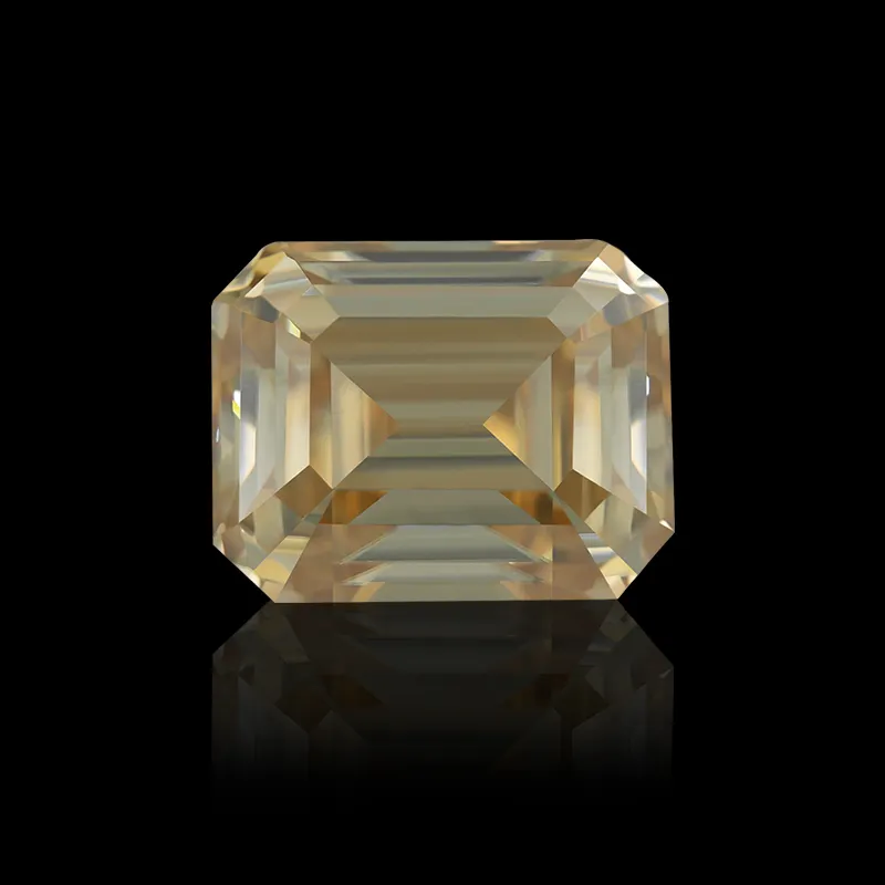 SICGEM 1ct Emerald Cut Yellow Moissanite Diamond Synthetic round Oval Cushion Shape Loose Gemstone avec 7mm de diamètre VVS Grade