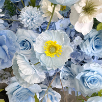 Longue Composition Florale Artificielle en Cascade Rose et Bleue pour Mariage, Banquet, Décoration de Restaurant, Personnalisable, Vente en Gros