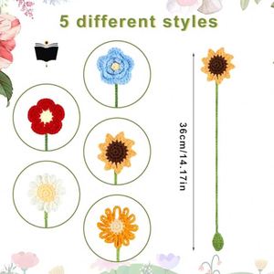 Sunflower <b>Bookmark</b> Crochet Flower <b>Bookmarks</b> Handmade Daisy Knitted <b>Bookmark</b> Curtain Tie Car Pendant <b>Gift</b> - Product Image 2