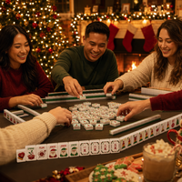 Tuiles de Mahjong de Noël personnalisées directement de l'usine, ensemble de Mahjong en acrylique, Mahjong Père Noël Joker, fournisseur OEM en gros, personnalisable