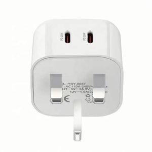 Factory UK PD 40W Dual USB-<b>C</b> 3 Pin Wall Plug QC3.0 USB <b>Type</b> <b>C</b> Charger Socket USB <b>C</b> Power <b>Adapter</b> for Phone 15 16 for Samsung - Product Image 5