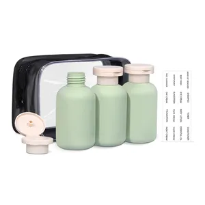 Set botol kondisioner dan sampo, perlengkapan perjalanan mewah plastik HDPE topi atas Flip 100ml