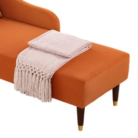 Canapé-lit minimaliste en tissu velours orange beige, une place, chaise longue rembourrée, pour chambre à coucher, salon