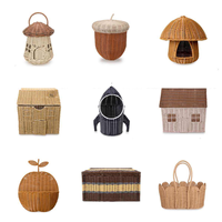 Panier Bobai tissé, écologique, durable, multifonctionnel, forme personnalisée, pour chambre d'enfant, jouet, animal de dessin animé mignon, naturel et sain