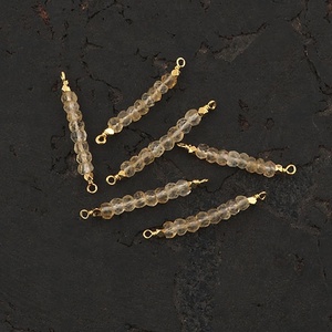 Citrine Faceted Rondelle Beads Double Link Connect DIY Components for Jewelry Making <b>Gold</b> Plated Findings Connectors - Product Image 1