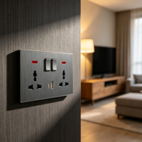 Prise murale multifonction OEM à double interrupteur 3 broches avec indicateur néon et charge rapide USB Type C – Vente en gros