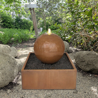Boule d'intérieur en acier Corten Fontaine Jardin Cascade Caractéristique Boule d'eau artificielle extérieure Matériau métallique