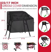 Housse de protection améliorée 2026 pour plancha Blackstone 22 et 17 pouces, résistante à l'eau, avec support de capot, en tissu 600D 1000D pour gril à surface plate