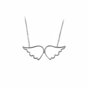 Solid 14K White Gold <b>Angel</b> Wings <b>Charm</b> Pendant Necklace Fine Jewelry with Zircon for Women for Weddings Made in Turkey - Product Image 2