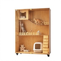 Lit pour chat d'intérieur en bois de luxe respirant pour petit appartement, villa pour animaux de compagnie durable