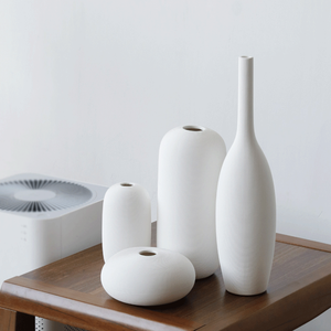 Jarrón de cuello largo fino de cerámica blanca con rosca de <span class=keywords><strong>estilo</strong></span> <span class=keywords><strong>nórdico</strong></span>, <span class=keywords><strong>decoración</strong></span> para sala de estar - Product Image 3