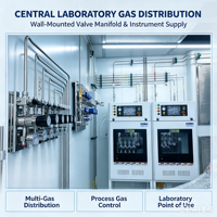 Boîtier de régulateurs de pression de point d'utilisation (POU) pour panneau de soupapes de gaz de laboratoire, système compact d'alimentation en gaz de laboratoire