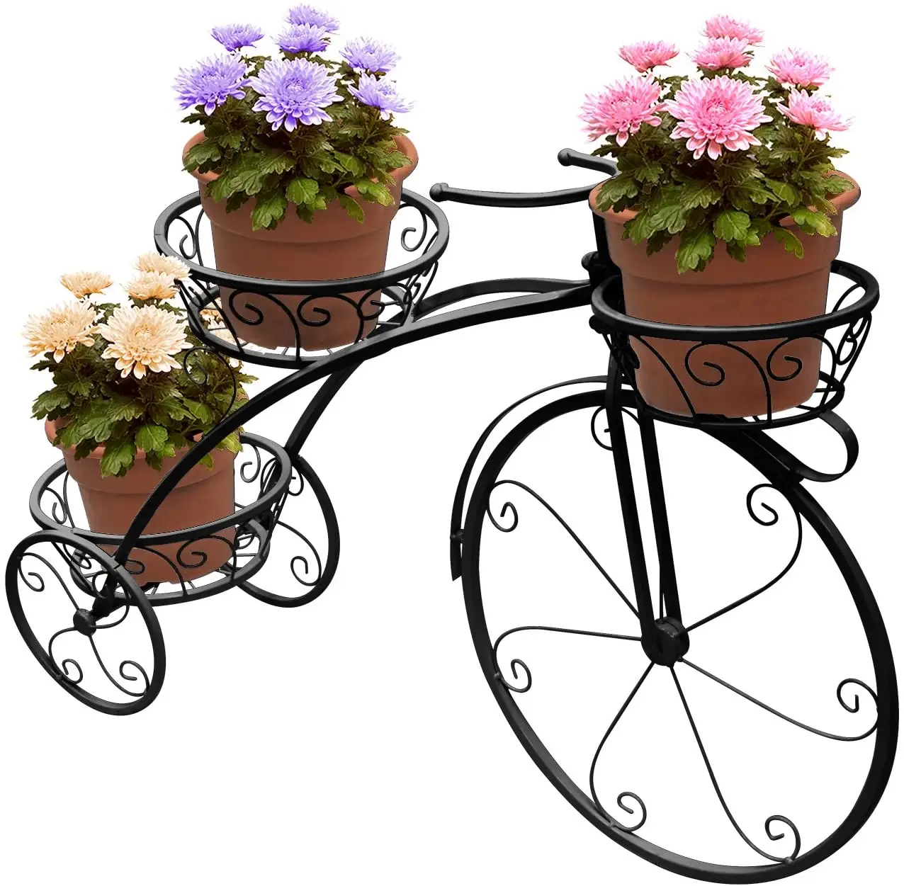 Tuin Hot Selling Smeedijzeren Fiets Plant Stand 15Cm Metalen En Hout Plant Stand Planter Stand