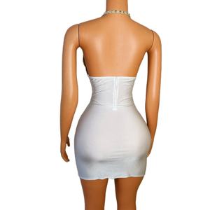 Vestido corto femenino de fiesta con escote triangular, minivestido Sexy con escote triangular y borlas de diamantes de imitación para fiestas de cumpleaños y fiestas de graduación - Product Image 3