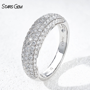 แหวนทองคำขาว 10k ประดับเพชรแบบพาเว่หลายแถว แหวนวันครบรอบ - Product Image 3