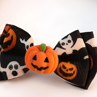 Collier Classique Doux et Résistant pour Animaux de Compagnie, Motif Halloween, avec Boucle Réglable et Nœud Papillon, en Polyester Imprimé, pour Chats et Chiens