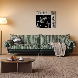 <span class=keywords><strong>Canapé</strong></span> inclinable en chenille à rayures colorées, style vintage français, avec cadre en bois massif pour petits salons - Product Image 1