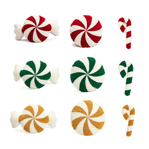 Coussin décoratif personnalisé en peluche colorée, motif menthe poivrée, pour Noël, en forme de béquille, nouveauté pour la maison - Product Image 5