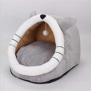 Cute Cat Ear Shape Round Pet <b>Bed</b> Cave Soft Faux Fur Cat <b>Bed</b> With Removable Washable Inner <b>Pad</b> For Indoor Cats All Seasons - Product Image 4