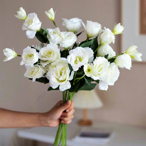 Flores Artificiales al por Mayor, 3 Ramas de 70cm, Eustoma Trigeminal, Decoración para el Hogar, Boda, Seda - Product Image 1