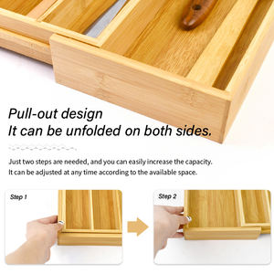 Organizador de utensilios de bambú expandible WDF, bandeja para cubiertos, organizador de cajones de cocina, organizador de cubiertos para Cocina - Product Image 4