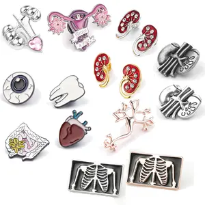 Custom 3D Carved Medical Pin Human Organs Brain Lungs Heart Brooches Doctor Nurse Medical Student Lapel Badge Enamel Pin