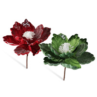 Nouvelle fleur de magnolia floquée en poudre de colle de 15 cm, décoration de Noël haut de gamme, tissu de luxe léger, décorations de Noël modernes et minimalistes