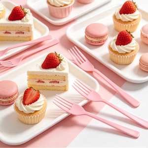 Vente en gros, Nouveauté, Offre Spéciale : Fourchettes jetables en plastique <span class=keywords><strong>rose</strong></span>, robustes et durables, pour mariages, réceptions, traiteurs, pique-niques et usage quotidien - Product Image 2