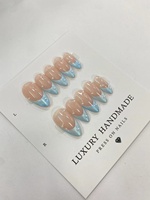 Grosir 10pcs Kuku Palsu PMMA Lukis Tangan Bentuk Stiletto Ballerina Coffin Panjang Desain Kustom Buatan Tangan untuk Jari