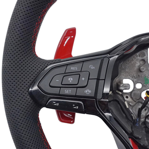 Volante de Cuero Perforado Compatible con Volkswagen Golf 8R <span class=keywords><strong>MK8</strong></span> <span class=keywords><strong>GTI</strong></span>/GTD, Disponible en Stock - Product Image 4