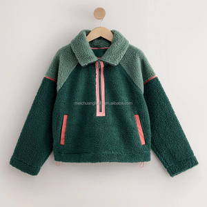 <span class=keywords><strong>Veste</strong></span> en <span class=keywords><strong>polaire</strong></span> sherpa à blocs de couleur personnalisés pour femmes, pull à demi-zip, hiver - Product Image 2
