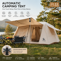 Tente de camping automatique à double couche, imperméable, tente instantanée avec éclairage LED intégré, abri de camping en plein air