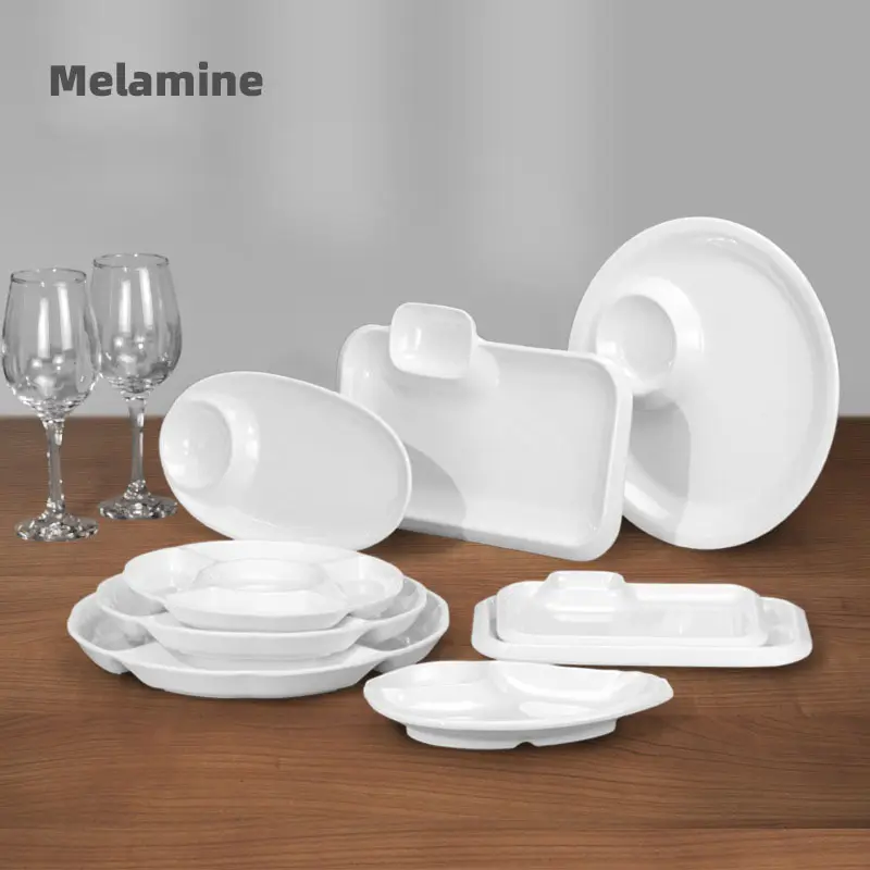 easy cleaning compartments serving plates dinnerware melamine plates oval for party hotel