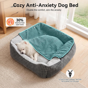 Yumuşak Yün Peluş Mağara Köpek Yatağı Sıcak Kapalı Kapüşonlu Örtü Rahat Yuva Kaymaz Taban Yıkanabilir XL Orta/Büyük Boy Köpekler İçin - Product Image 2