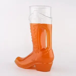 Creatieve 40Oz Boot Cowboy-Vormige Plastic Bier Drinkbeker Met Handvat Rietje Beker Met Lange Hals